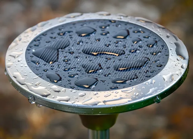 Water droplets on solar panels after rain